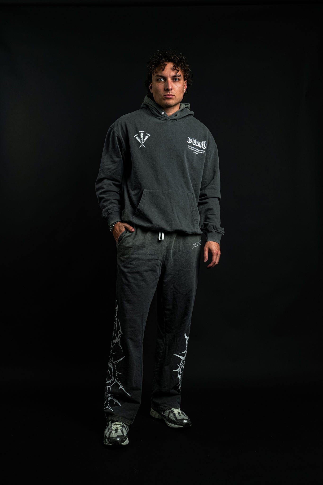 Pierced "Faded" Hoodie in Gray
