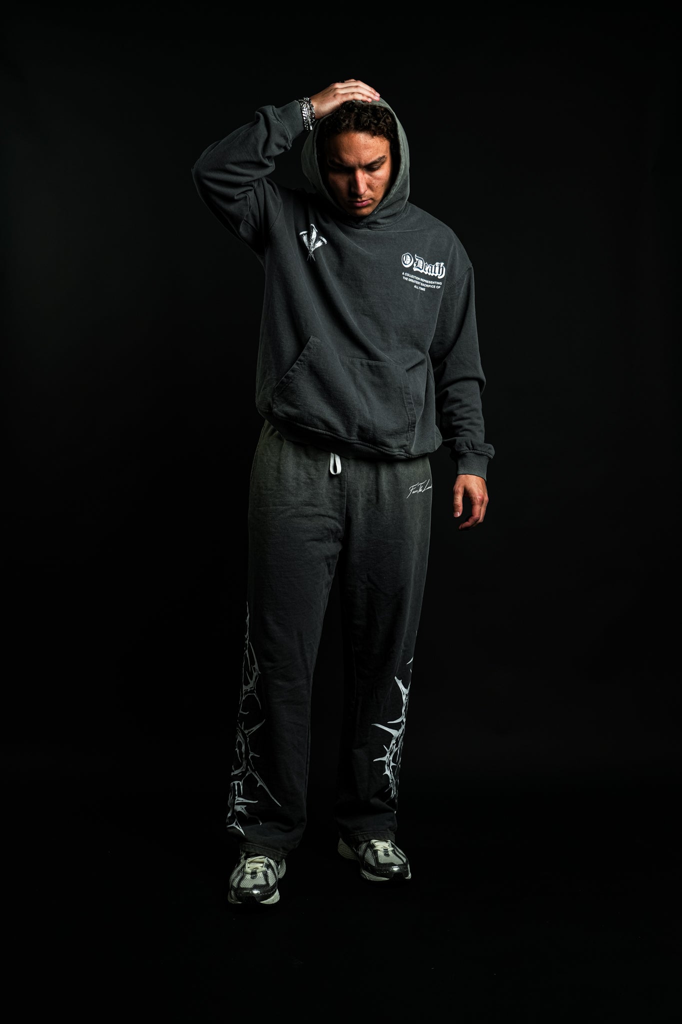 Pierced "Faded" Hoodie in Gray