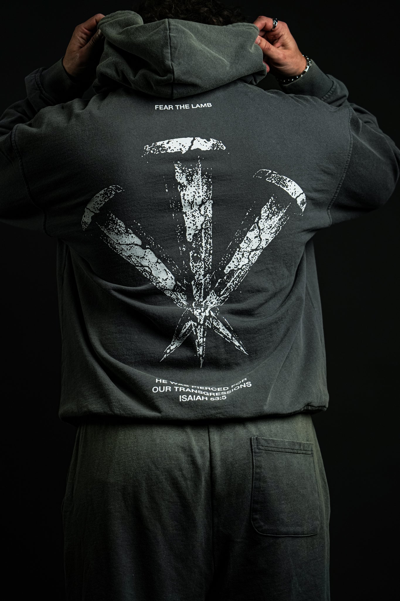 Pierced "Faded" Hoodie in Gray