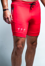 Running For Christ "Race" Half Tights in Red