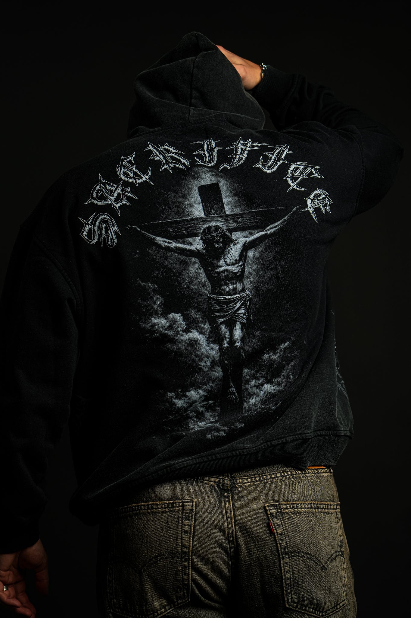 The Offering "Faded" Hoodie in Black