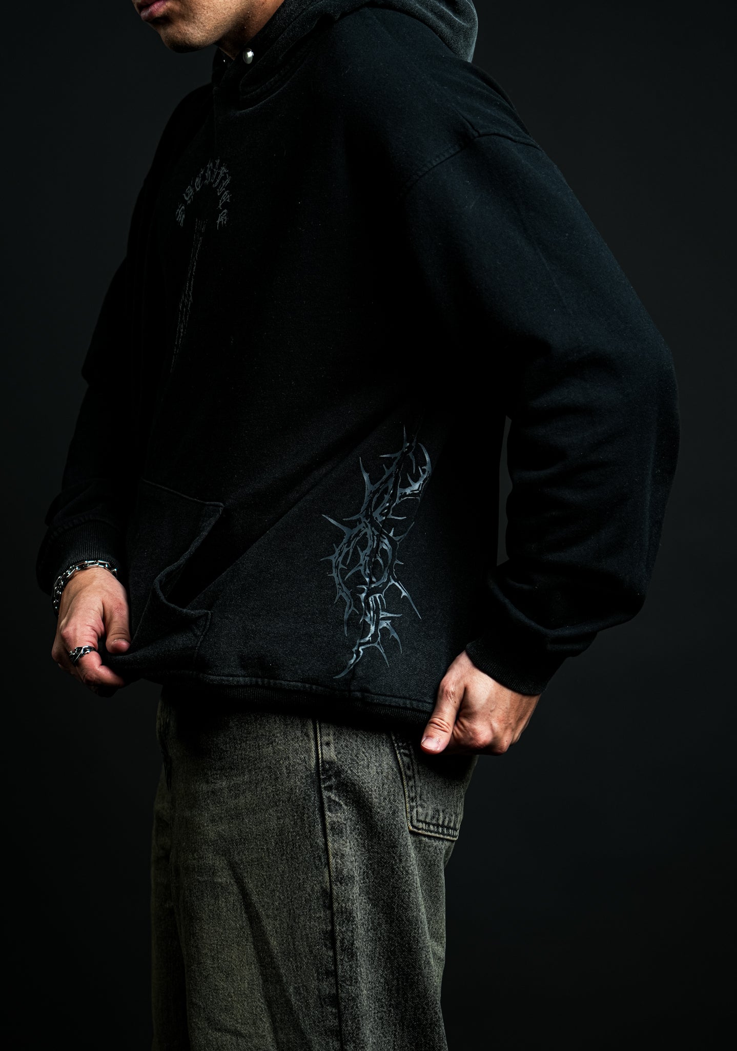 The Offering "Faded" Hoodie in Black