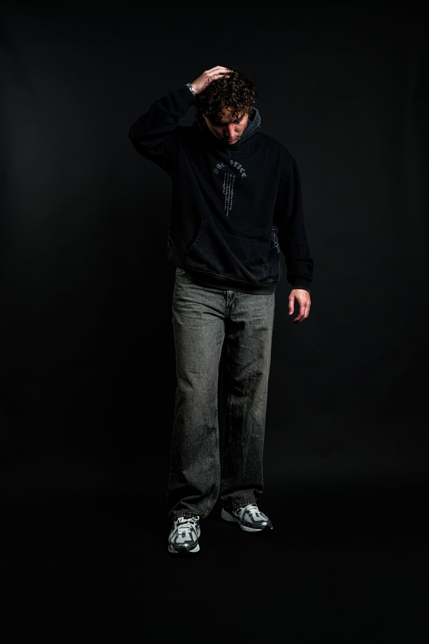 The Offering "Faded" Hoodie in Black