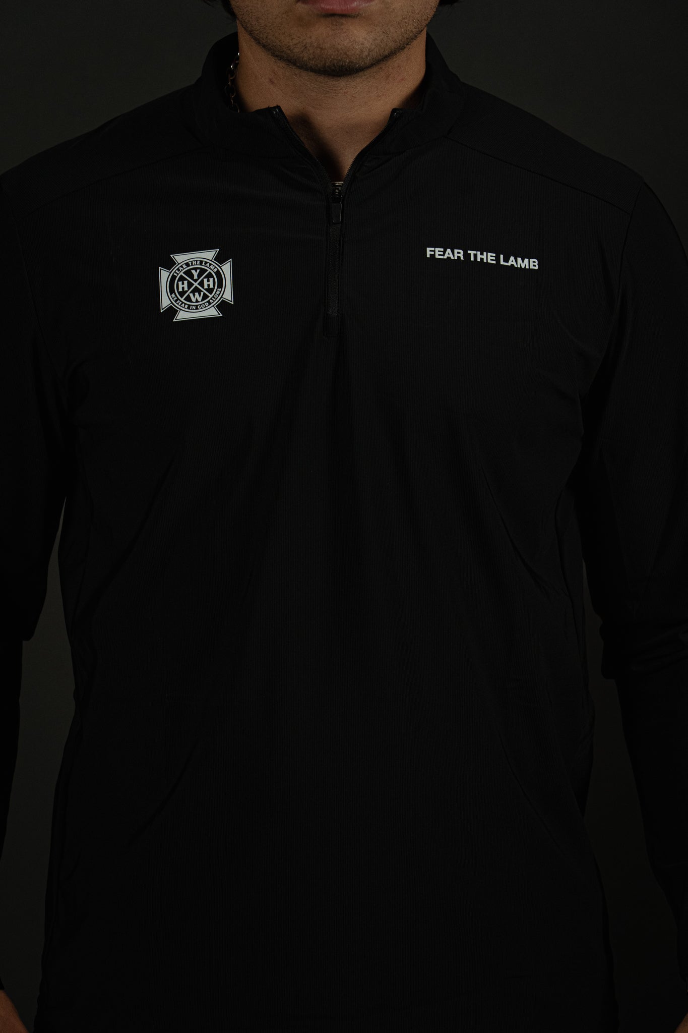 YHWH Stamp "Active" Quarter Zip in Black