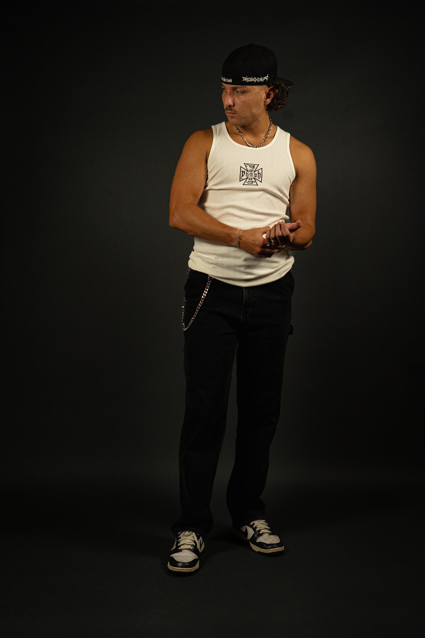 YHWH "Ribbed" Tank in White