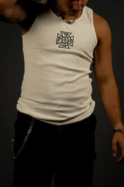 YHWH "Ribbed" Tank in White