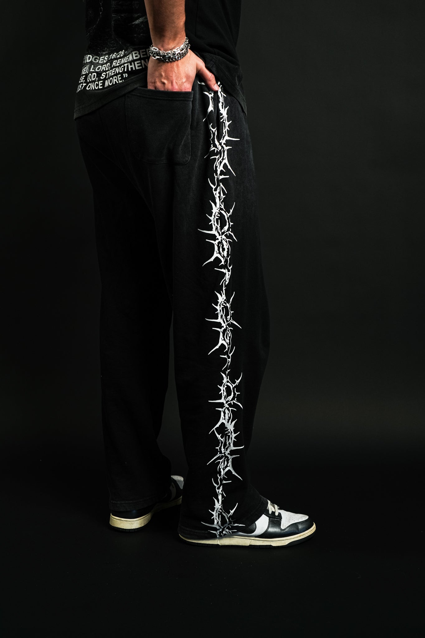 Pierced "Faded" Sweats in Black