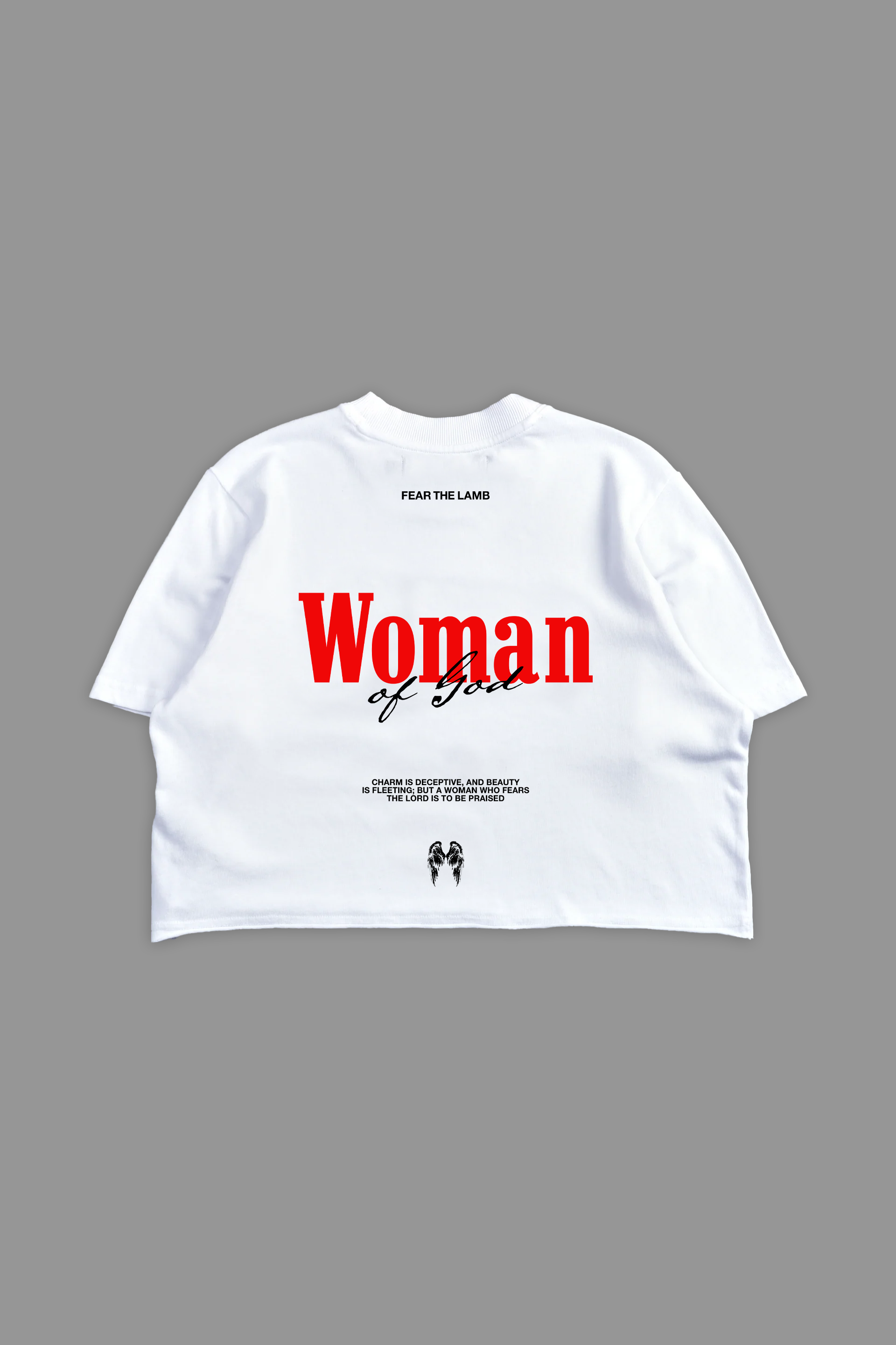 Woman of God "Faded" Crop Tee in White