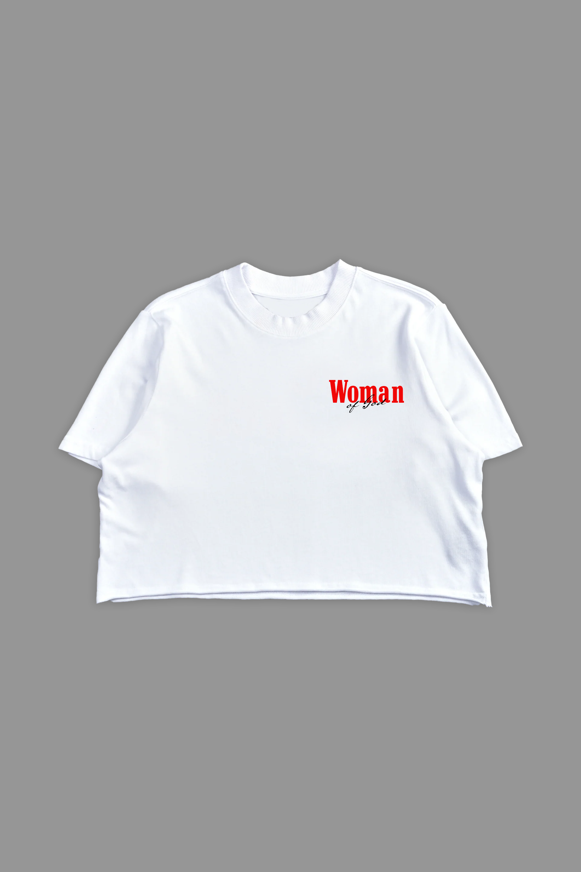 Woman of God "Faded" Crop Tee in White
