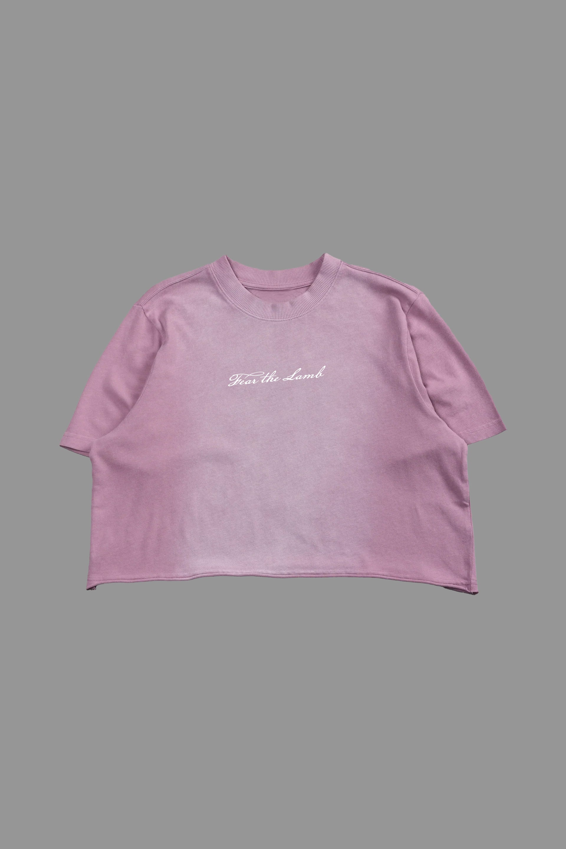 Fear the Lamb "Faded" Crop Tee in Pink