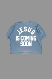 Jesus is Coming "Rend Cut" Tee in Blue
