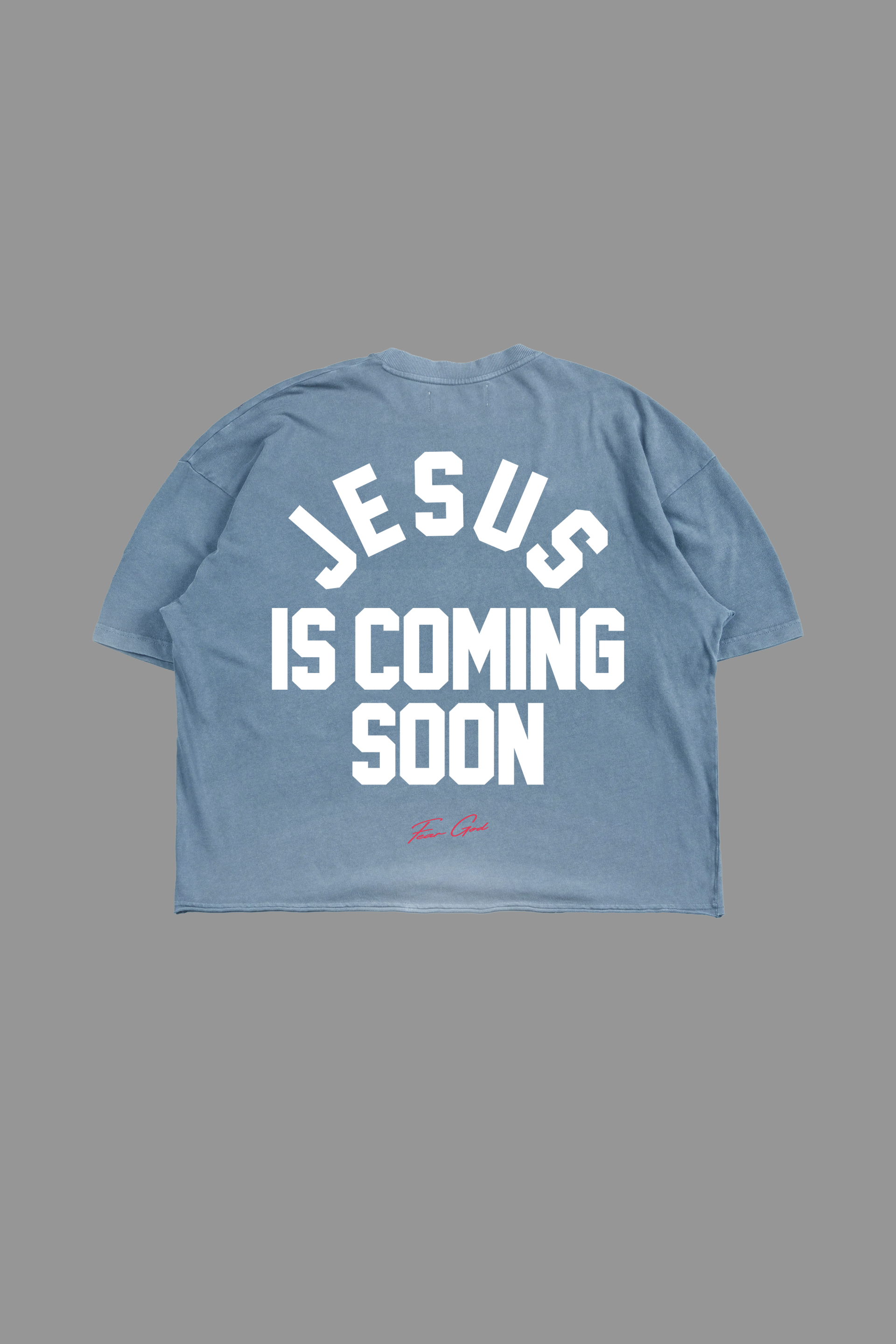 Jesus is Coming "Rend Cut" Tee in Blue