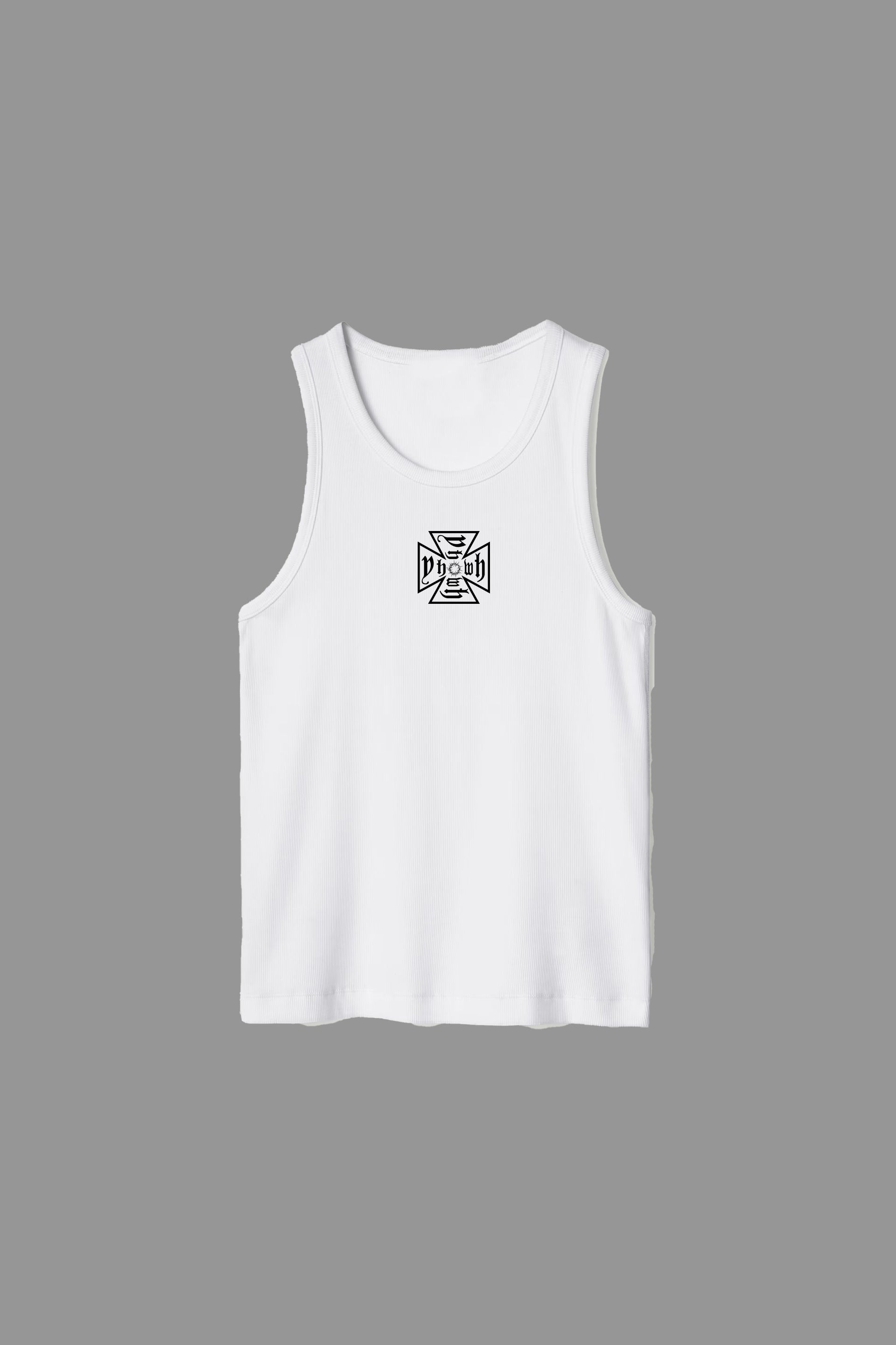 YHWH "Ribbed" Tank in White