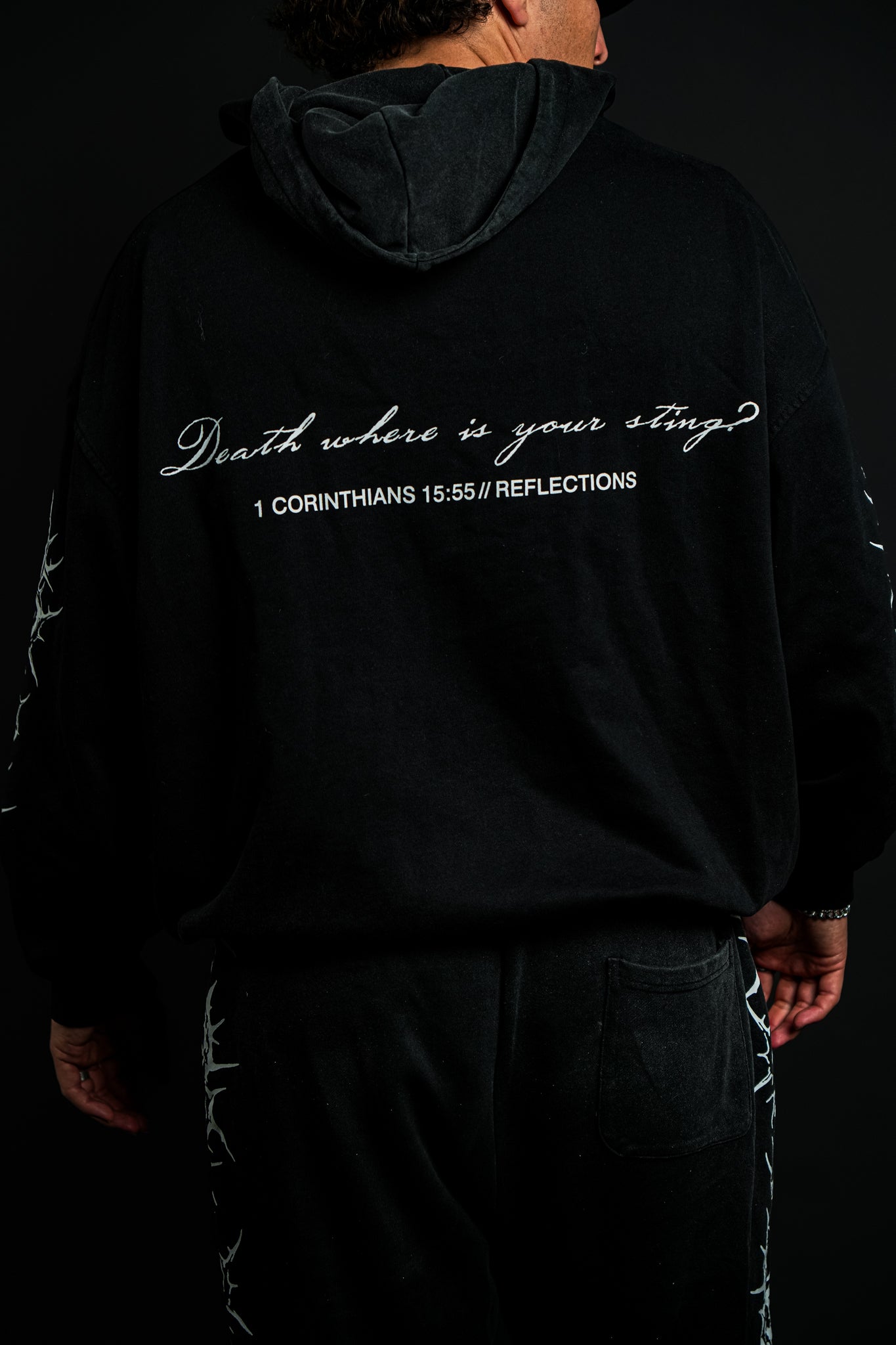 Chrome Cross "Faded" Zip Up Hoodie in Black